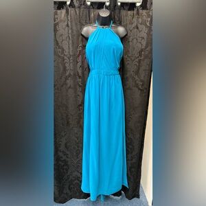 Peacock Blue Plus Size Formal Bridesmaid Chiffon Gown w/ Pockets NWT
